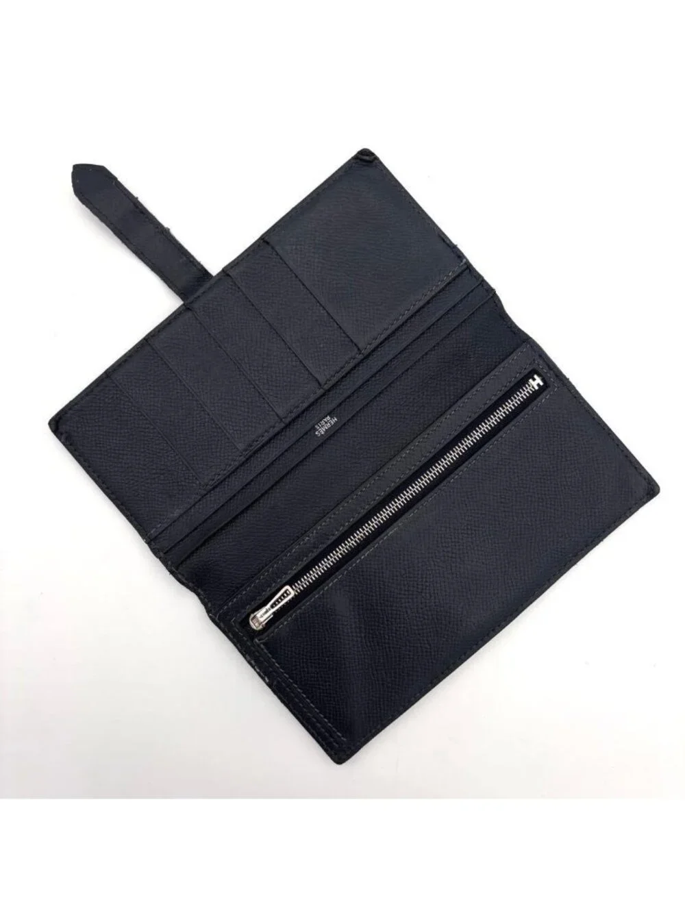 Hermes Bearn Classic Bifold Wallet Navy Leather Epsom